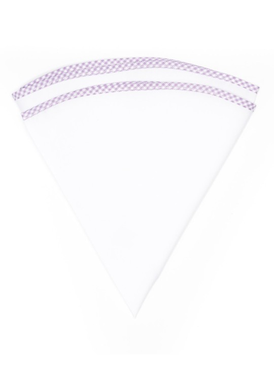 White Linen/Purple/White Gingham Trim Linen Pocket Circle